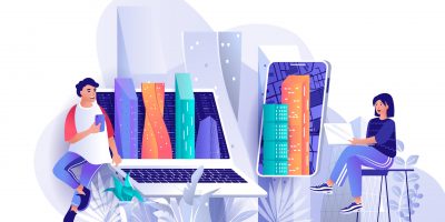 Futuristic megapolis concept in flat design. Smart city in smartphone scene template. Skyscrapers, modern business center, urban infrastructure. Illustration of people characters activities Futuristic megapolis concept in flat design. Smart city in smartphone scene template. Skyscrapers, modern business center, urban infrastructure. Illustration of people characters activities